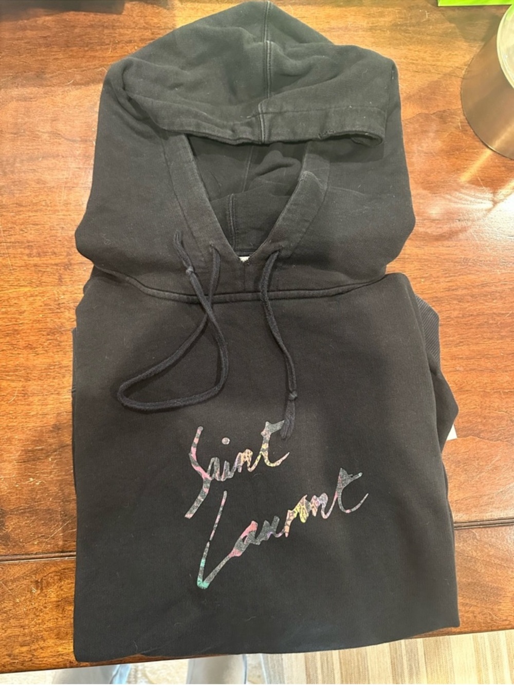 Saint Laurent Paris Script Logo Floral Print Hoodie Black Size XL (561169 YB2ZW)